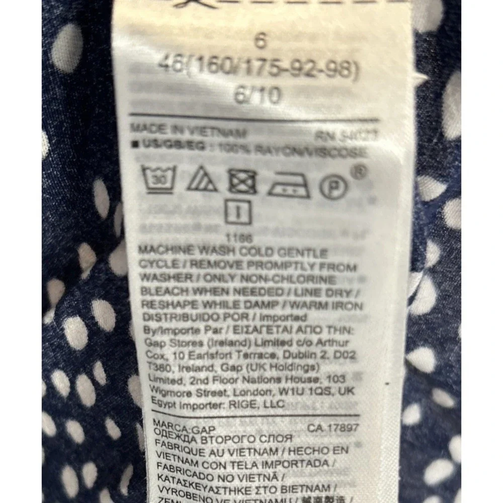 GAP Dipped Hem Midi Skirt Blue‎ White Polka Dot Women's Size 6 EUC